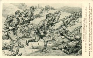 Military WWI Hungarian soldiers against a Russian trench s: Basch Árpád