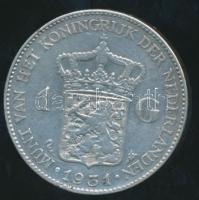 Hollandia 1931. 1G Ag "Wilhelmina" T:2- ph. / Netherlands 1931. 1 Gulden Ag "Wilhelmi...