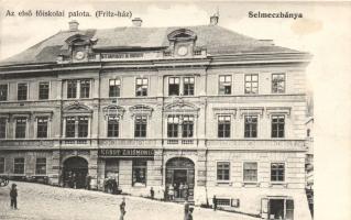 Selmecbánya Fritz house / school of mines and forestry with the shop of Zsigmond Ernst