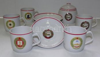 MHSZ 6 személyes Hollóházi porcelán kávéskészlet + íróasztali  szett / Chinaware