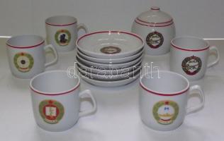 MHSZ 6 személyes Hollóházi porcelán kávéskészlet + íróasztali  szett / Chinaware