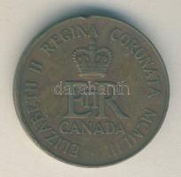 Kanada 1953. "II Erzsébet királynő" Br emlékérem (d=33mm) T:2 ph. / Canada 1953. "Elizabeth II Regina Coronata MCMLIII" Br medallion (d=33mm) C:XF edge error