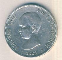 Spanyolország 1888. 5P Ag "XIII.Alfonz" T:2- ph. / Spain 1888. 5 Pesetas "Alfonso XII...