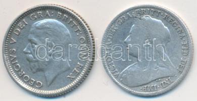 Nagy-Britannia / Great Britain 1896. 6 Pence Ag "Victoria" + 1926. 6 Pence Ag "George V" T:3,2 / C:F,XF