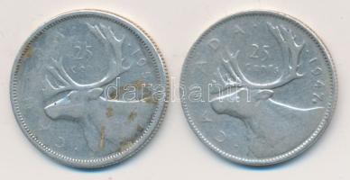 Kanada / Canada 1947. 25 cent Ag (maple leaf after 7) + 1957. 25 cent Ag T:3 / C:F