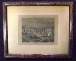 cca 1850 Rohbock: Tettye Pécs melett acélmetszet üvegezett keretben 26x33 cm