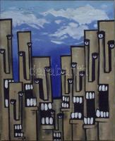 Teil jelzéssel: Tornyok, olaj-vászon 50x60 cm