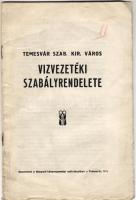 1915 Temesvár szab. kir. város vazvezetéki szabályrendelete