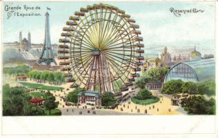 Paris Expo 1900 giant ferry wheel litho