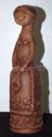 K jelzéssel: Barna mázas kerámia leány figura 24cm magas