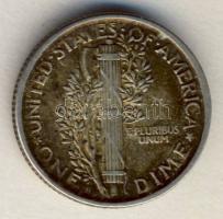 USA 1918D 1d Ag "Mercury" T:2 patina USA 1918D Mercury Dime Ag C:XF patina