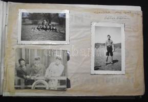 1940 50 db fotó régi albumban feliratokkal, benne sok érdekesség kerékpárverseny, football-meccs, há...