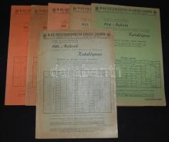 1941-1943 A M. Kir. Postatakarékpénztár 6 db árverési katalógusa illusztrációkkal