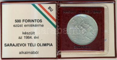 1984. 500Ft Ag "Sarajevoi Téli Olimpia" T:BU Csak 8000db! Eredeti tokban, tanúsítvánnyal!