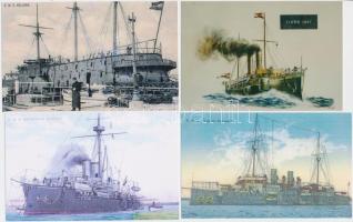 8 db színes osztrák-magyar hadihajó fotú