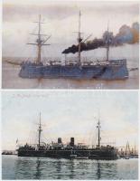 8 db színes osztrák-magyar hadihajó fotú