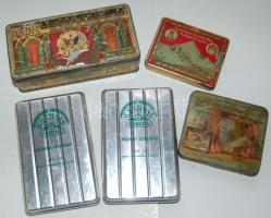5 db régi fém szivaros és cigarettás doboz