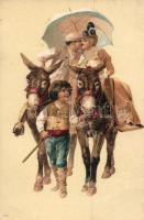 Kiss, donkeys, folklore litho