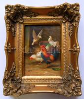 R.T. jelzéssel: Baromfi udvar, olaj-farost, jelzett, keretben 24x29cm