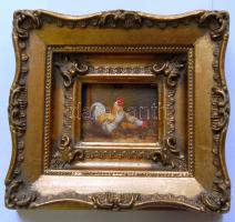 R.T. jelzéssel: Baromfi udvar, olaj-farost, jelzett, keretben 19x21cm
