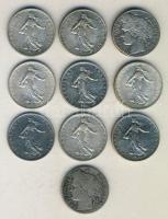 Franciaország 1871-1920. 1Fr Ag (10x) klf darab! T:vegyes / 
France 1871-1920. 10 Francs Ag (10x) d...