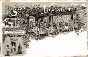 1898 Salzburg Bräustübl pub litho