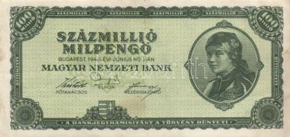 1930-45. 10P + 100P (7x) kétféle + 500P + 1000P (2x) bélyeges és bélyeg nélküli + 100.000P + 1.000.0...