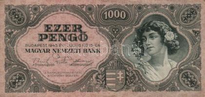 1930-45. 10P + 100P (7x) kétféle + 500P + 1000P (2x) bélyeges és bélyeg nélküli + 100.000P + 1.000.0...