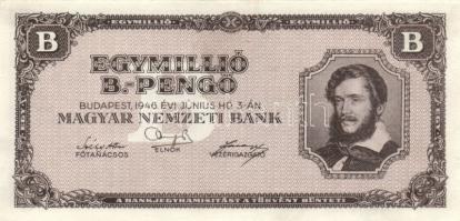 1946. 1.000.000BP (5x) eltolódott elő-és hátlapi nyomattal T:I,II