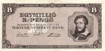 1946. 1.000.000BP (5x) eltolódott elő-és hátlapi nyomattal T:I,II