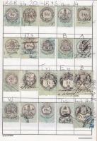 1868-tól 160 db magyar okmánybélyeg cserefüzetben, kiadások szerint feldolgozva