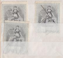 1898 okt. 15. Az okmánybélyeg sor 30K érték 3x (VIII. vj.)