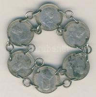 1896. 1K Ag "Millenium" (6x) karkötőként összefűzve T:2-,3 ly