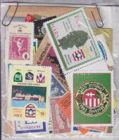 50 db-os parafilatélia összeállítás zárjegyekkel, levélzárókkal stb. ömlesztve