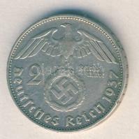 Német 3. Birodalom 1937G 2M Ag "Hindenburg" T:2- ph. / German Third Reich 1937G 2 DMark Ag "Hindenburg" C:VF edge error
