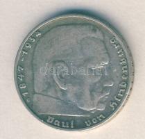 Német 3. Birodalom 1937G 2M Ag "Hindenburg" T:2- ph. /
German Third Reich 1937G 2 DMark A...