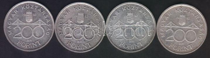 1992. 200Ft Ag "MNB" (4x) T:1-,1-/2,2