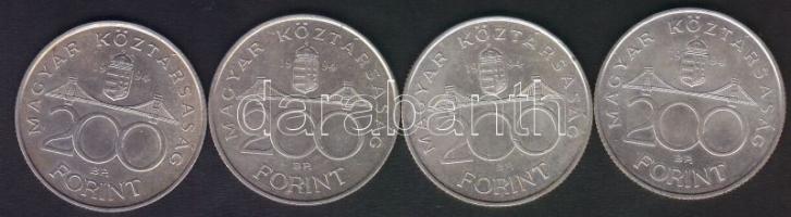 1994. 200Ft Ag "Deák" (4x) T:1-/2,2