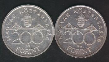 1992. 200Ft Ag "MNB" (2x) T:1-/2