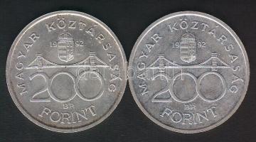 1992. 200Ft Ag "MNB" (2x) T:1-/2
