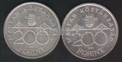 1992. 200Ft Ag "MNB" (2x) T:2+