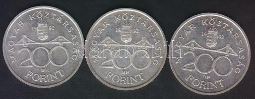 1992. 200Ft Ag "MNB" (3x) T:1-,2