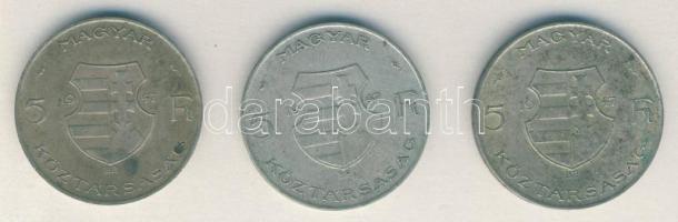 1947. 5Ft Ag "Kossuth" (3x) T:2-,3 ph.