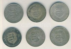 1947. 5Ft Ag "Kossuth" (6x) T:2,2-,3 patina