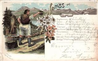 1897 Alpine folklore, fill out postcard, humour
