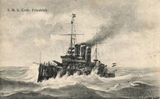 SMS Erzherzog Friedrich, artist signed