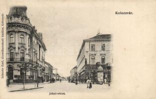 Kolozsvár Jókai street with the shop of Emil Schuster