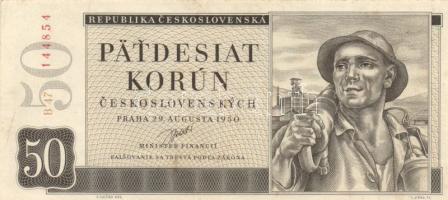 Csehszlovákia 1950. 50K T:II+(aprócska lyuk) / Czechoslovakia 1950. 50K C:XF+(tiny hole)