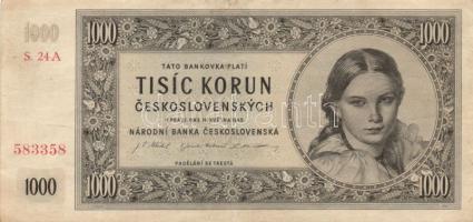 Csehszlovákia 1945. 1000K T:II- / Czechoslovakia 1945. 1000K C:VF