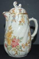 XIX. századi fajansz porcelán kancsó Louis XV. U&C jelzéssel, hajszálrepedésekkel / Chinaware jug 13cm
